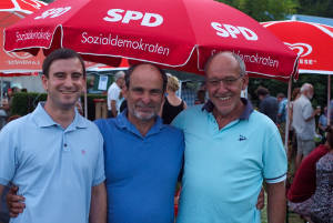 Marcel Hürter, Michael Uhrmacher und Winfried Glaser auf dem SPD Sommerfest